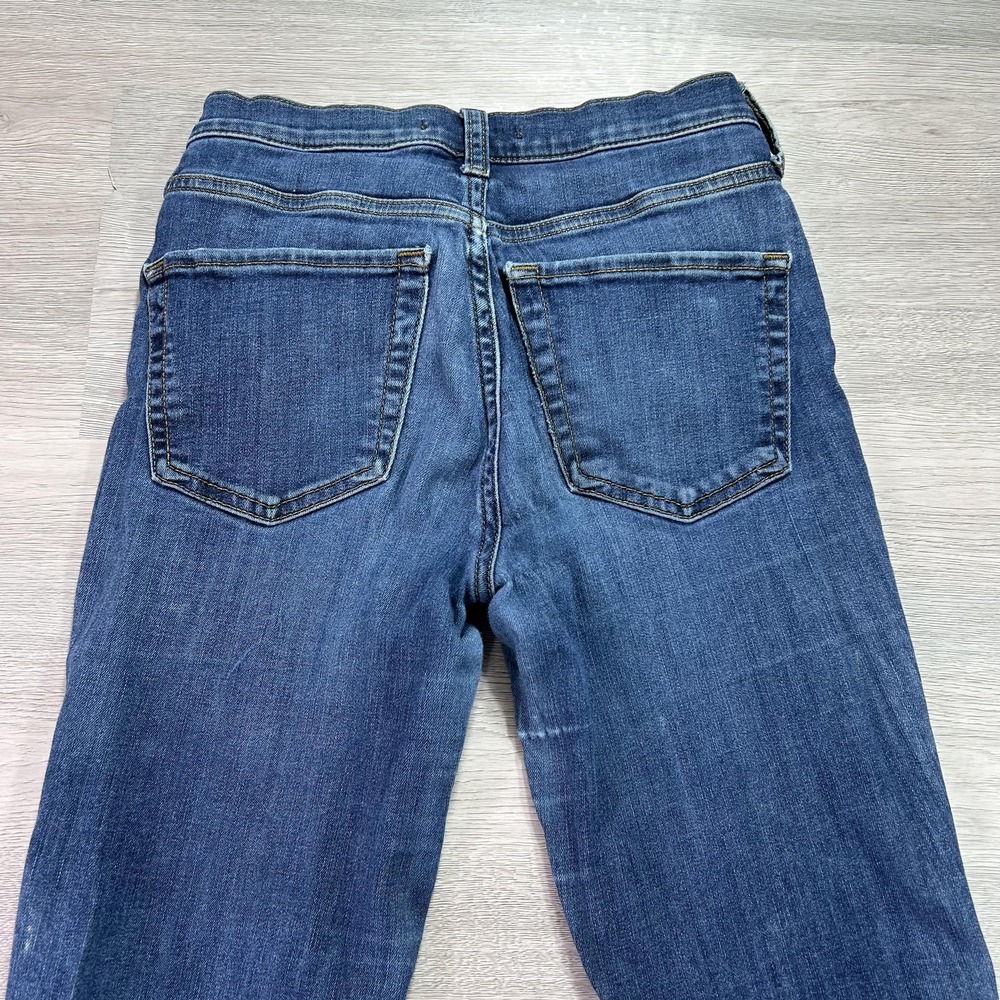 Free People Skinny Jeans Womens 24 Blue Dark Wash Ripped Knees Stretch Denim - Picture 4 of 15